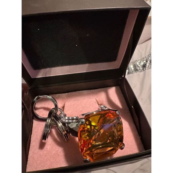 Juicy couture royal heart engagement ring bag charm /fob keychain yellow pave ni - Picture 2 of 8